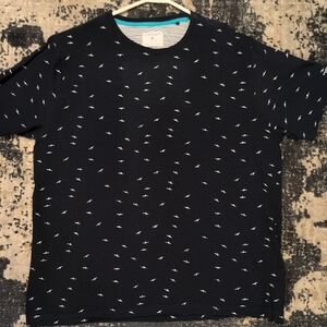 Denim & Flower Dark Blue Men's Tee with White Pattern